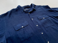 90s RalphLauren 100%Linen L/S Shirt Navy XL