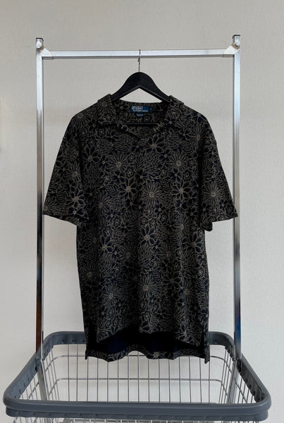 90s Vintage Polo RalphLauren “BlackFlower” PoloShirt L Black