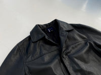 90s Vintage GAP Leather CarCoat M Black