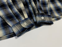 60s vintage Ombre Wool Opencollar shirt Black&Blue&White M