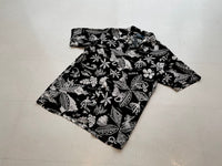 90s Vintage Polo RalphLauren Black Hawaiian OpenCollar Rayon Shirt M Black&White