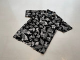 90s Vintage Polo RalphLauren Black Hawaiian OpenCollar Rayon Shirt M Black&White
