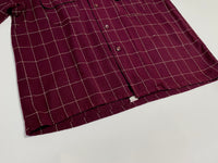 50s Vintage Wool stitch check Opencollar shirt Burgundy L