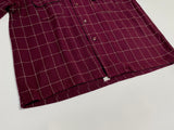 50s Vintage Wool stitch check Opencollar shirt Burgundy L