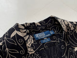 90s Vintage Polo RalphLauren CLAYTON Flower&Leaf 100%Linen Shirt L Black