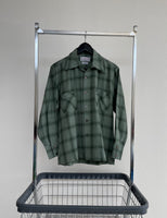 50s Vintage Deadstock Duke of Hollywood Rayon Shadow Plaid Loop shirt S Khaki
