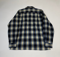 60s vintage Ombre Wool Opencollar shirt Black&Blue&White M