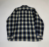60s vintage Ombre Wool Opencollar shirt Black&Blue&White M