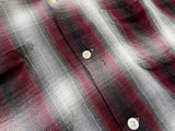 50s Vintage TOWNCRAFT Rayon ShadowPlaid Loop Shirt L Black&Burgundy