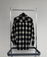 70s Vintage PENDLETON ShadowPlaid Western Shirt L Black&White