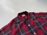 50s Vintage Mac Phergus Rayon ShadowPlaid  Loop Shirt M Black&Red