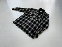60s Vintage GoldenLine ShadowPlaid Wool L/S Shirt L Black&White