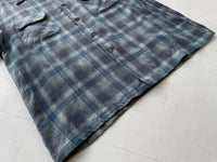 70s Vintage Pendleton ShadowPlaid Wool Board Shirt XL Turquoise&Gray