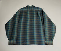 50s vintage VAV HEUSEN Ombre Opencollar rayonshirt GrayXBlue M