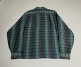 50s vintage VAV HEUSEN Ombre Opencollar rayonshirt GrayXBlue M