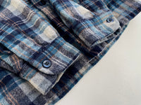 70s Vintage Pendleton Wool Plaid Shirt Blue&Ivory XL