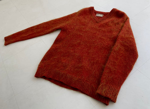 60s Vintage BRENTWOOD Mohair Sweater Orange&Gold L