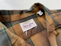 60s Vintage ARROW ShadowPlaid S/S Shirt M Brown
