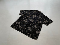 90s Vintage Polo RalphLauren CLAYTON Flower&Leaf 100%Linen Shirt L Black