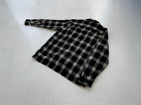 60s Vintage GoldenLine ShadowPlaid Wool L/S Shirt L Black&White