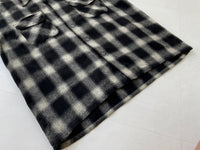 60s Vintage GoldenLine ShadowPlaid Wool L/S Shirt L Black&White