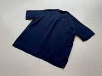 90s Vintage Polo RalphLauren Silk&Linen OpenCollar Shirt XL Navy