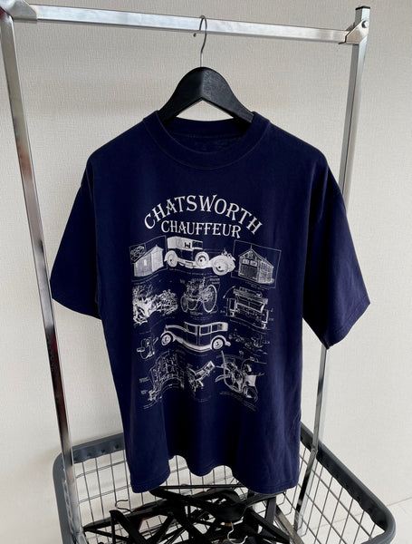 90s Vintage Classic Car T-shirt Navy