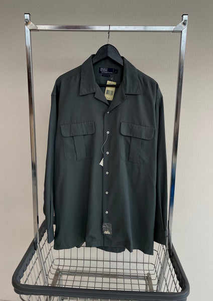 90s Vintage Deadstock Polo RalphLauren 100%Rayon L/S Shirt L Asphalt Gray