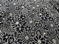 90s Vintage RalphLauren “Black Flower”Linen Shirt XL Black