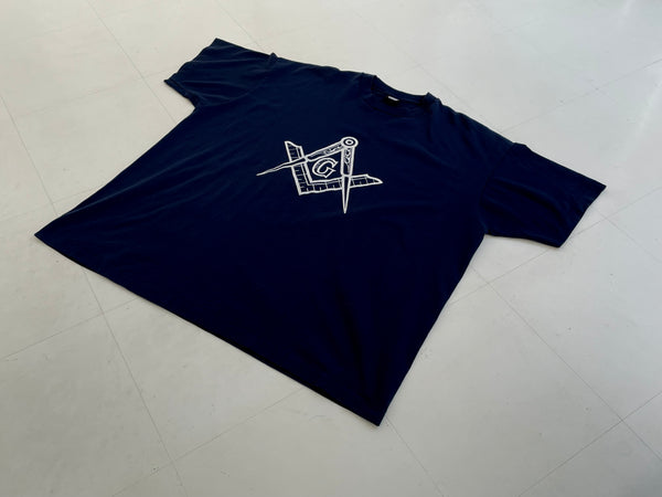90s Vintage FreeMason Logo T shirt Navy XXXL