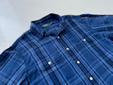 90s Vintage Polo RalphLauren Plaid Work Shirt L Blue