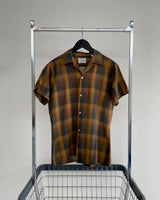 60s Vintage ARROW ShadowPlaid S/S Shirt M Brown
