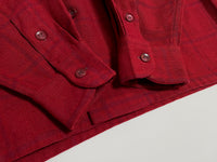 40s vintage Pendleton Ombre Wool Opencollar shirt Burgundy&Red