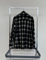 60s Vintage GoldenLine ShadowPlaid Wool L/S Shirt L Black&White
