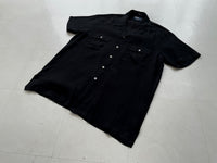 90s Vintage RalphLauren ELLIS 100%Linen OpenCollar Shirt L Black