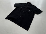 90s Vintage RalphLauren ELLIS 100%Linen OpenCollar Shirt L Black