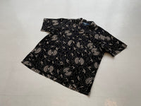 90s Vintage Polo RalphLauren CLAYTON Flower&Leaf 100%Linen Shirt L Black