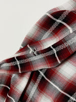 50s vintage BRENT Ombre check Opencollar shirt RedXBlackXWhite XL