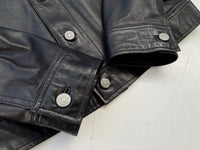 90s RalphLauren Leather Trucker Jacket L Black