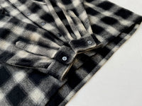 60s Vintage GoldenLine ShadowPlaid Wool L/S Shirt L Black&White
