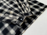 60s Vintage GoldenLine ShadowPlaid Wool L/S Shirt L Black&White