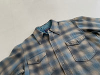 70s Vintage Ombre Wool Western Shirt Ivory&Turquoise 16