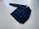 70s Goldenline Shadow Plaid Wool Shirt M Blue&Black