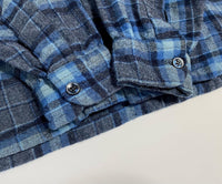 70s Vintage Ombre Wool Opencollar shirt Blue&Gray XL