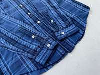 90s Vintage Polo RalphLauren Plaid Work Shirt L Blue