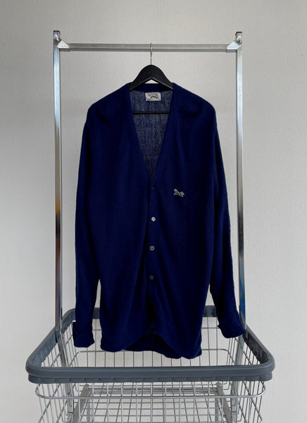 80s The FOX Acrylic Cardigan L Navy