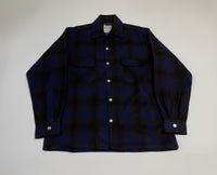 60s vintage golden line Ombre Wool Opencollar shirt Blue&Brown M