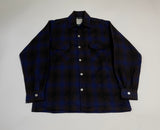 60s vintage golden line Ombre Wool Opencollar shirt Blue&Brown M