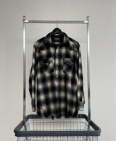 70s Vintage PENDLETON ShadowPlaid Western Shirt L Black&White