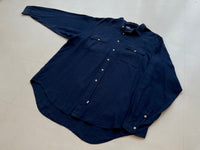 90s RalphLauren 100%Linen L/S Shirt Navy XL